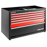 Double Base Unit, 6 Drawers, 1269 x 421 mm With 1 Power Drawer, Red