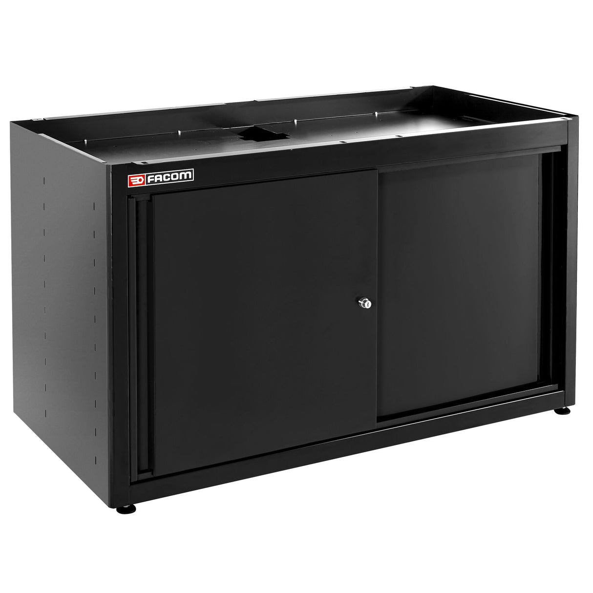 Double Base Unit, 2 Solid Sliding Doors, 1 Shelf, Black