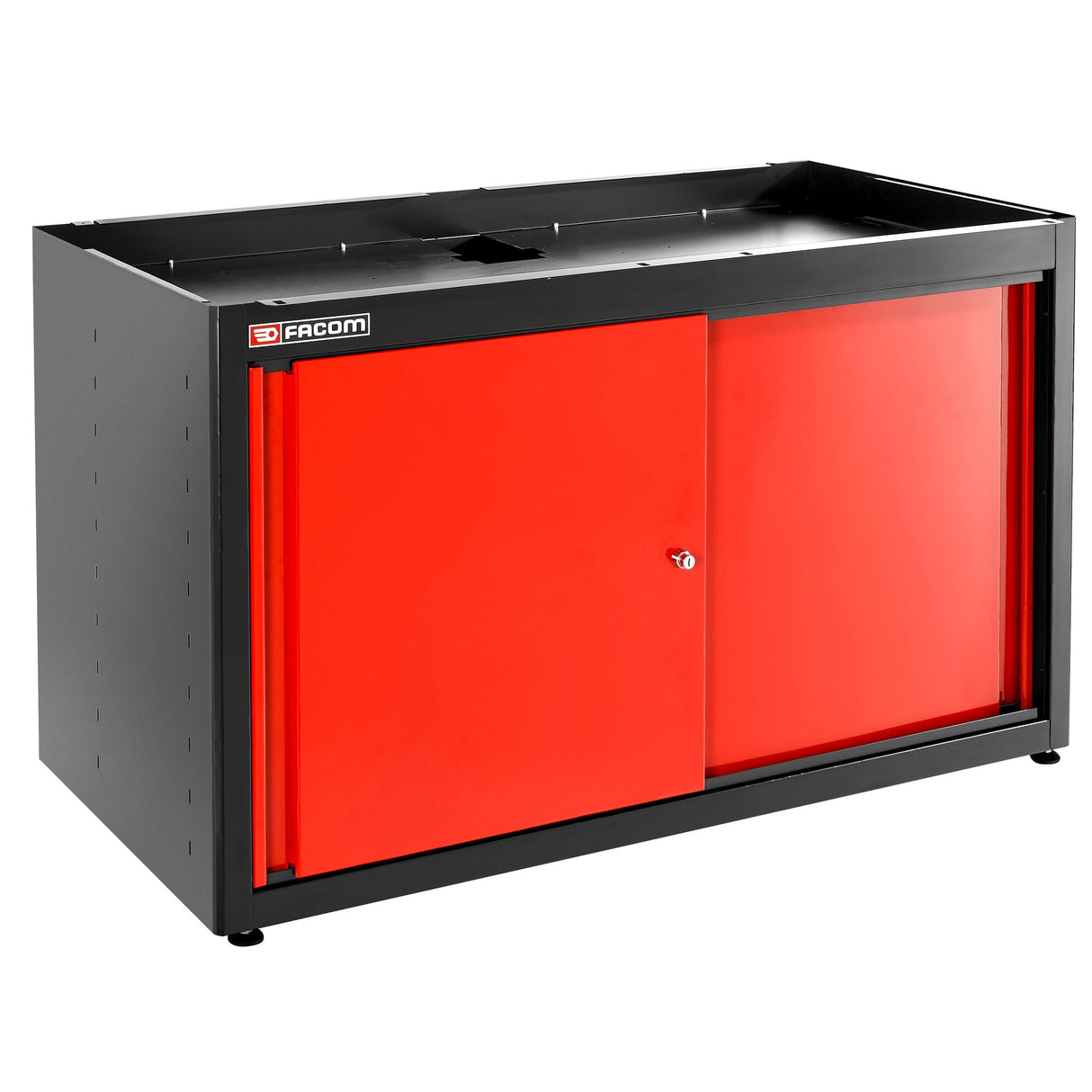 Double Base Unit, 2 Solid Sliding Doors, 1 Shelf, Red
