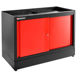 Double Base Unit, 2 Solid Sliding Doors, 1 Shelf, Red