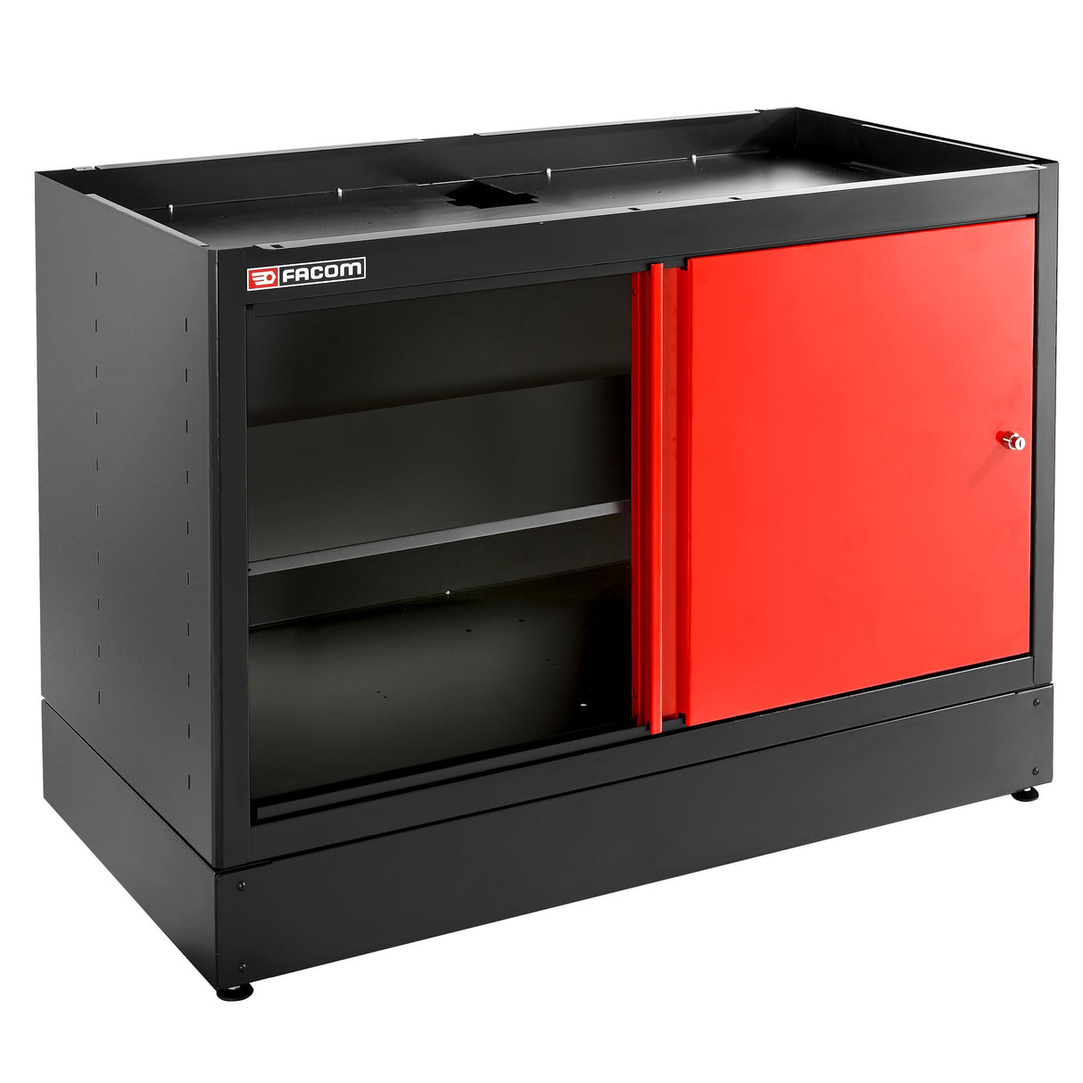 Double Base Unit, 2 Solid Sliding Doors, 1 Shelf, Red