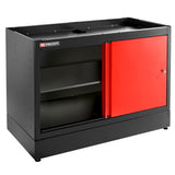Double Base Unit, 2 Solid Sliding Doors, 1 Shelf, Red