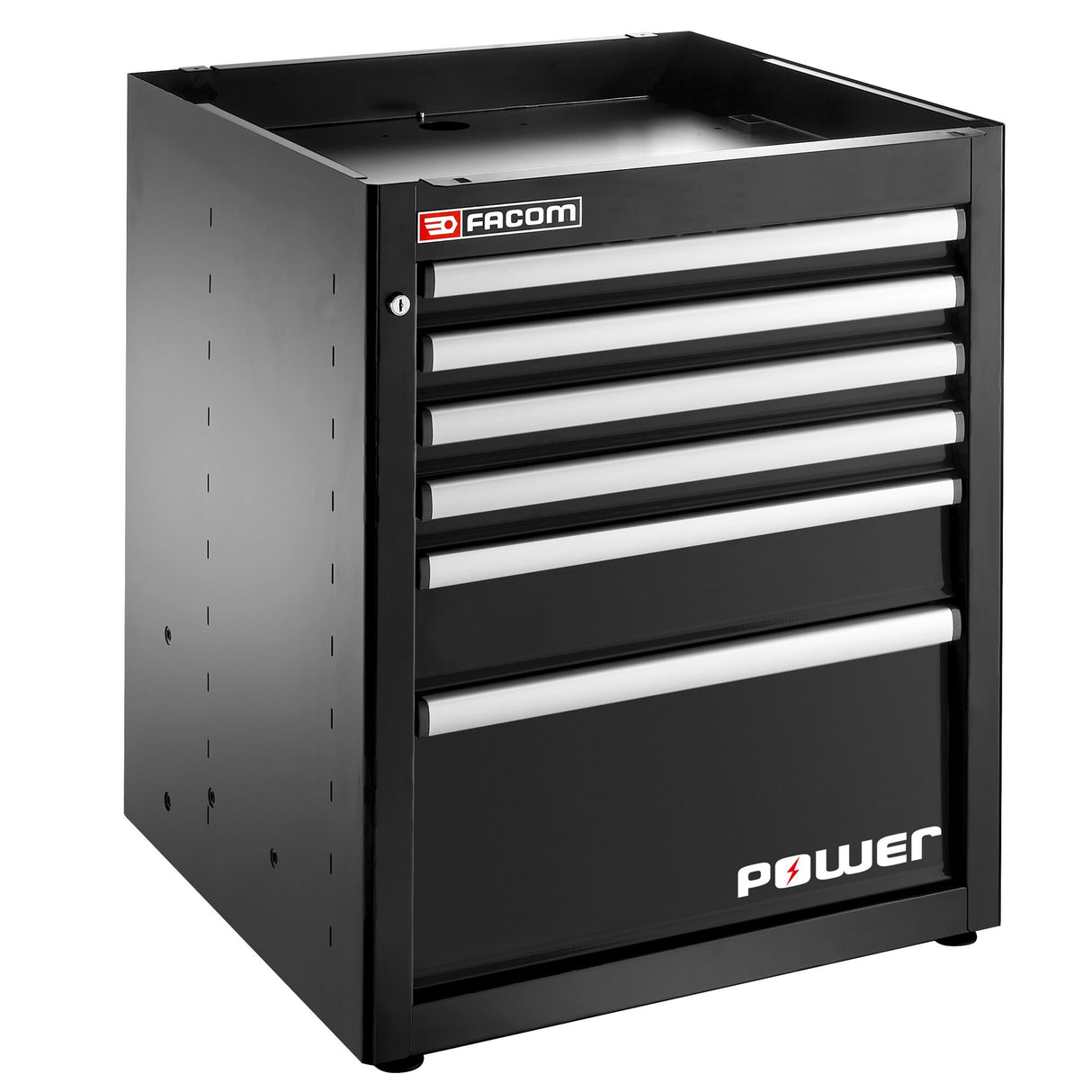 Single Base Unit, 6 Drawers With 1 Power Drawer, Black