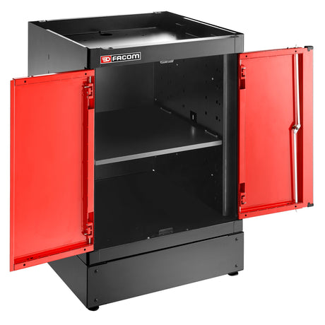 Single Base Unit, 2 Solid Doors, 1 Shelf, Red