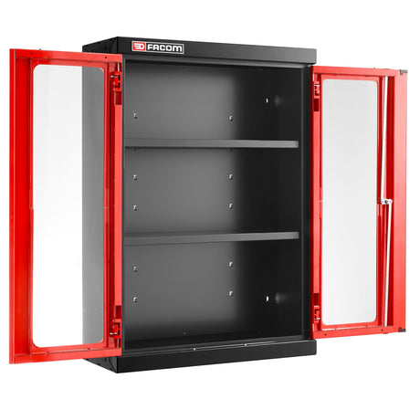 Top Unit, 2 Glazed Doors, 2 Shelves, Red