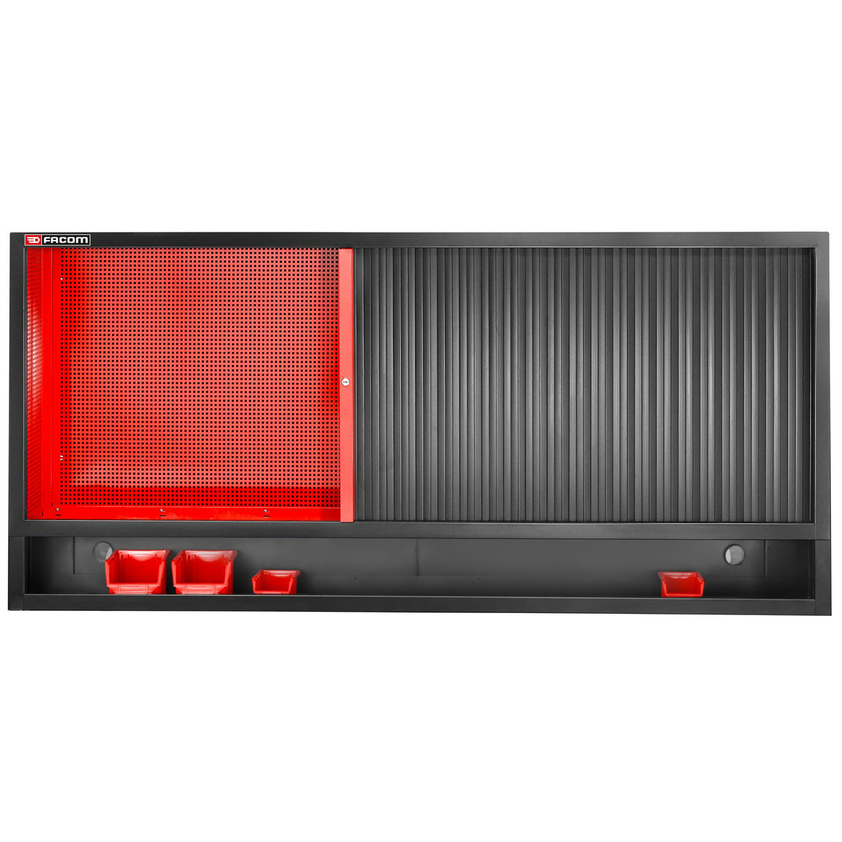 Triple Top Unit With Shutter Pegboards for Vertical Storage, Red