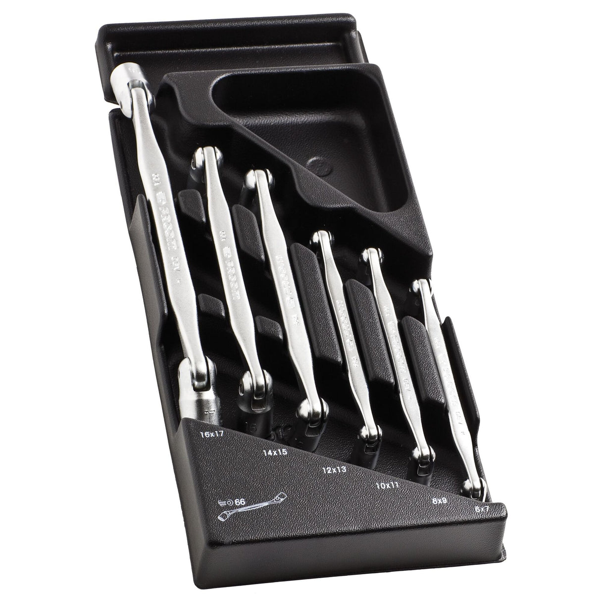 HINGED SOCKET  WRENCHES - 66A - 180 Deg Maximum Access - Plastic Tray - 6 pc.
