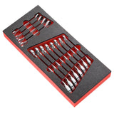 RATCHET COMBINATION WRENCHES - 467 - 15 Deg Angled - Foam Tray - 12 pc.