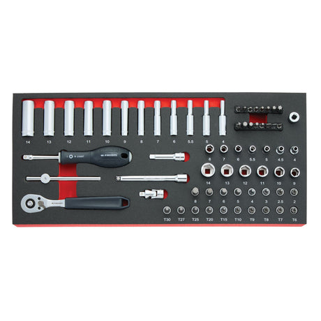 1/4 Socket Set In Foam Module - 66 Pcs