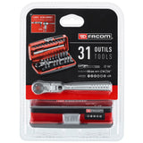 1/4" bit socket set, 31 pieces, PICO, Flexible Head Ratchet