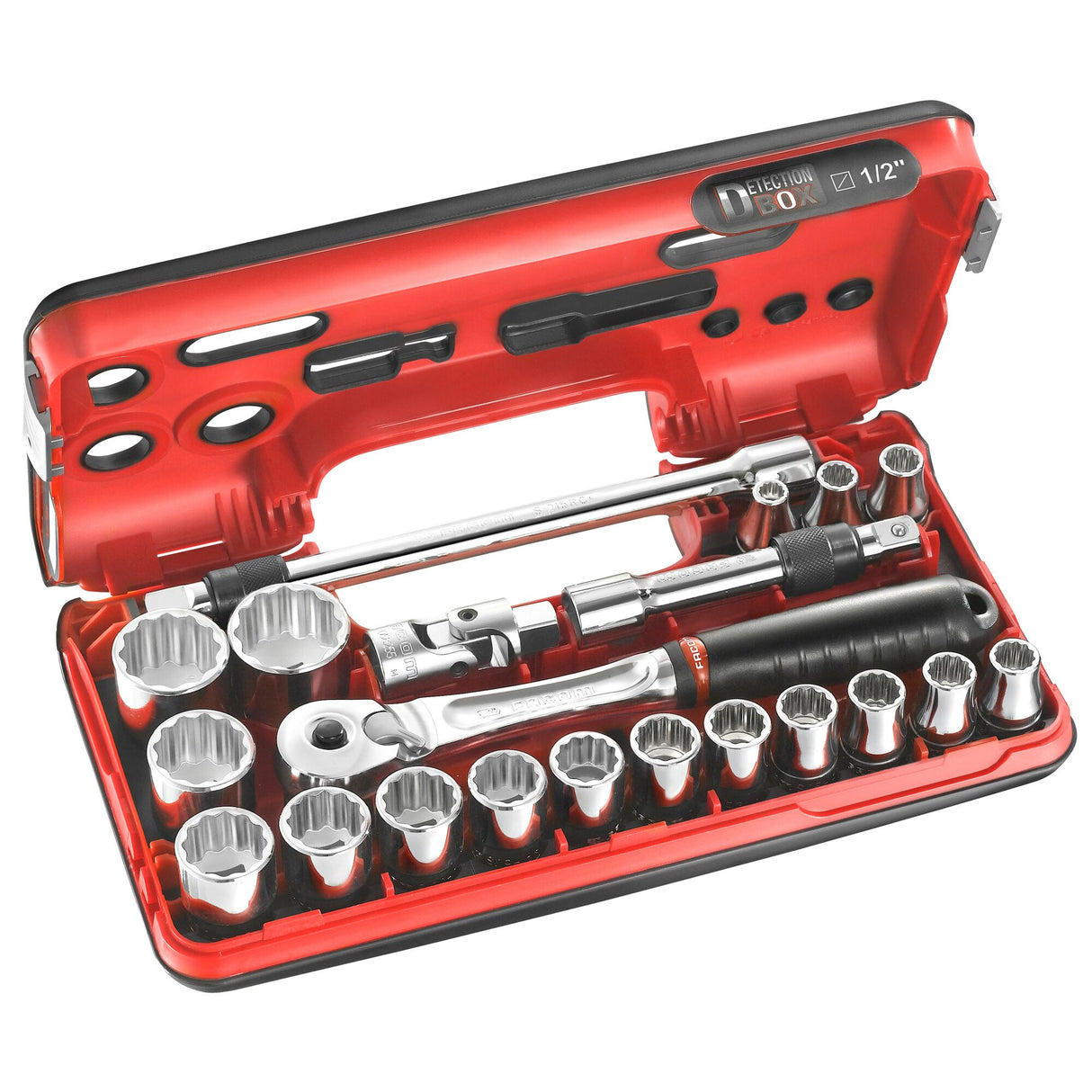 1/2 in. DBOX Socket Set, Pear-Head Ratchet With Push-Lock System (21 pc.)